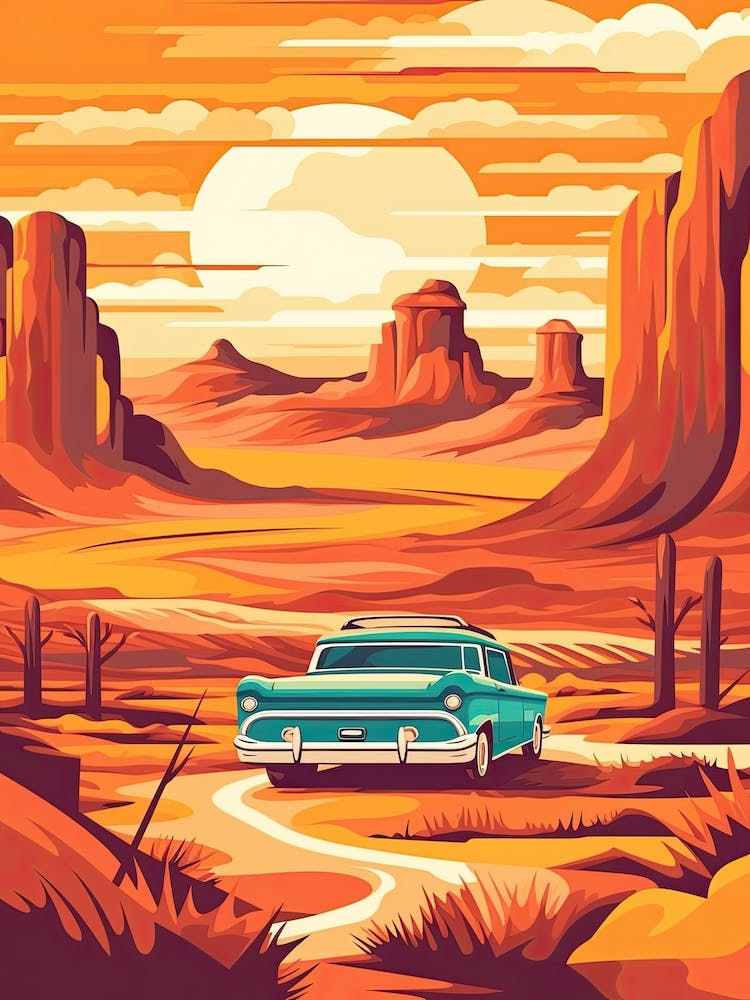 Vintage Car In The Desert 1