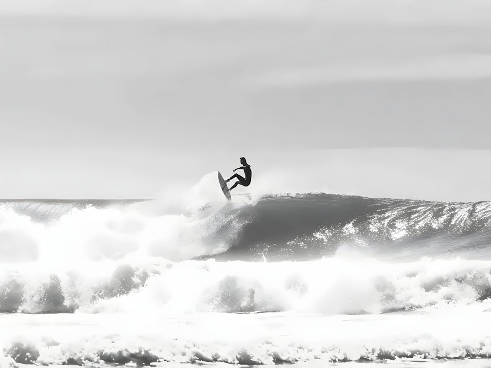 Schwarz-Weiß-Surfer