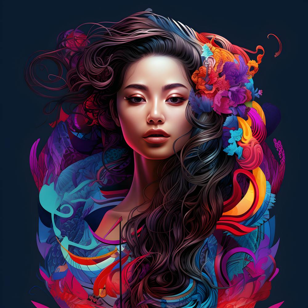 Asian Woman With Flowers