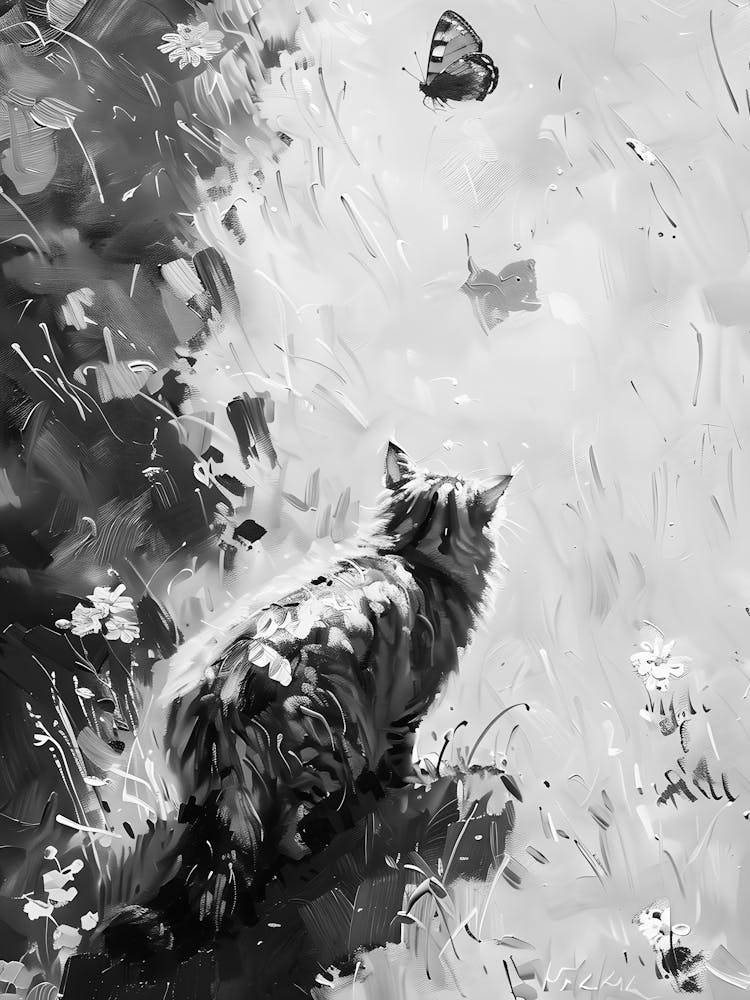 Cat Watching Butterfly