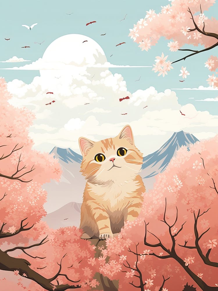 Kawaii Cat Drawings With Butterflies 2