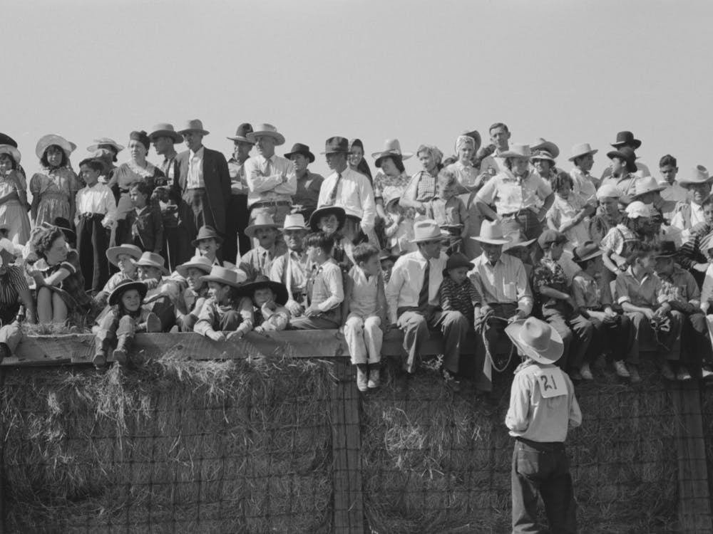 Spectators At Bean Day Rodeo, Wagon Mound, New Mexico By Russell Lee