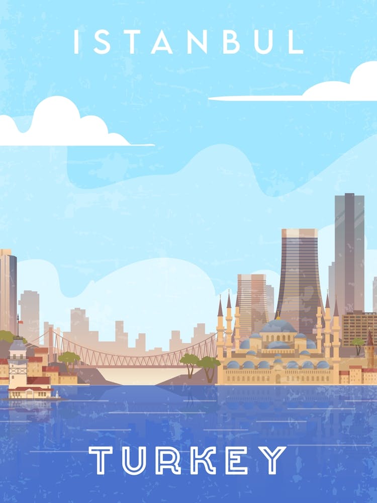 Istanbul, Turkey — Retro travel minimalist poster 1