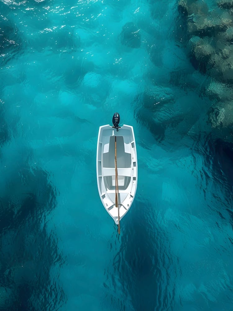 Small Boat In Blue Water