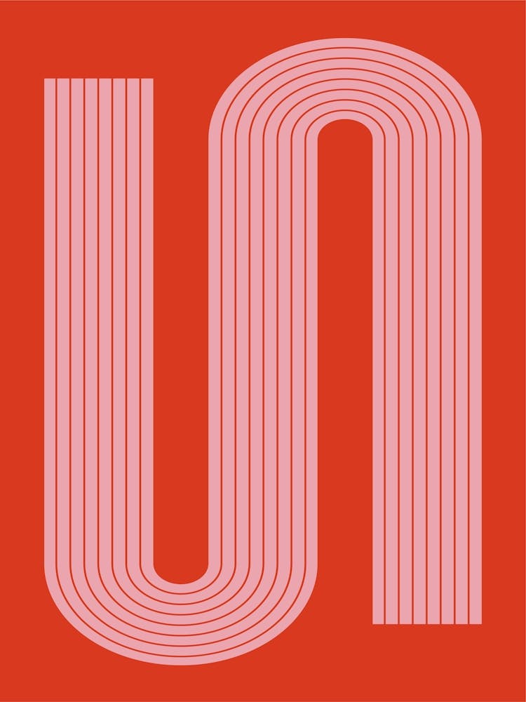 Line Art Orange Print