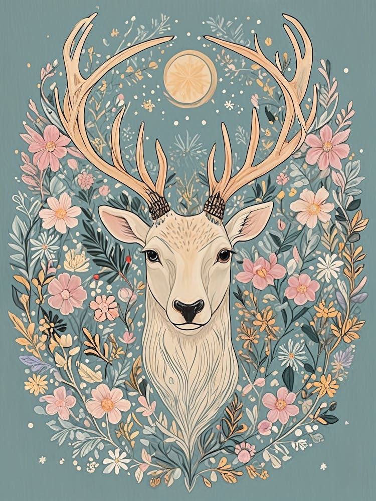 Floral Deer Head