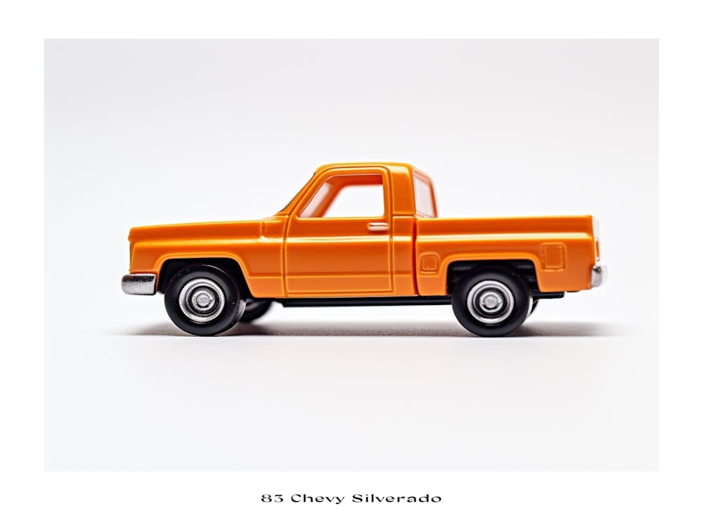 Toy Car 83 Chevy Silverado Orange Poster