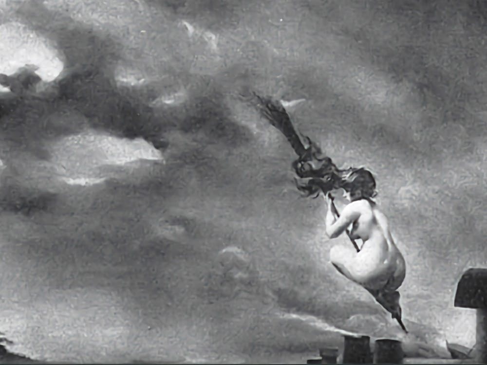 The Belated Witch Sketch - Luis Ricardo Falero - 19th Century "Belated Witch" - preliminary sketch by Spanish Painter Luis Ricardo Falero (1851-1896) - Witchy Pagan Vintage Victorian Rare Flying Broomstick Nighttime Witchcraft - Remastered High Definition