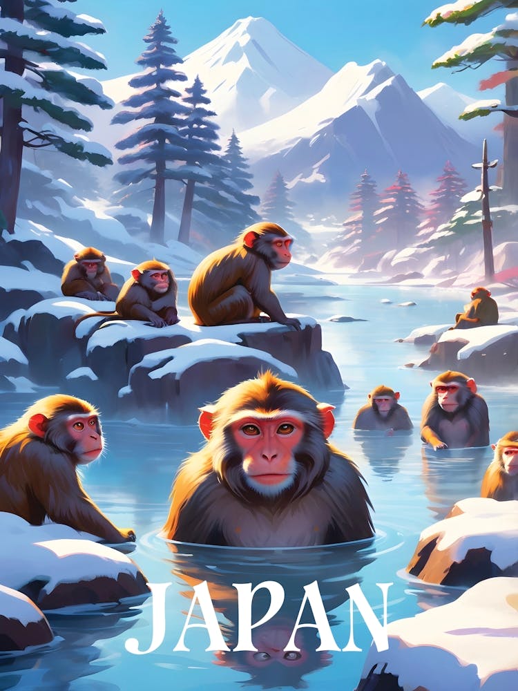 Japan Macaques in Hot Springs