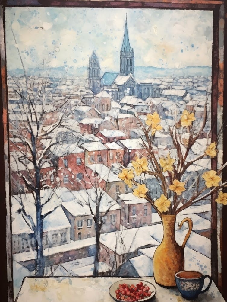 Winter Cityscape Frankfurt Germany 1