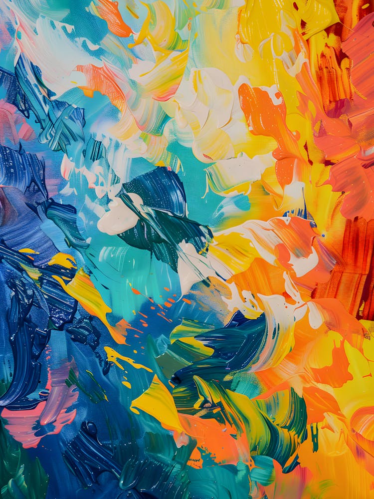 Energetic Abstract Art - Expressive Brushstrokes in Multicolor