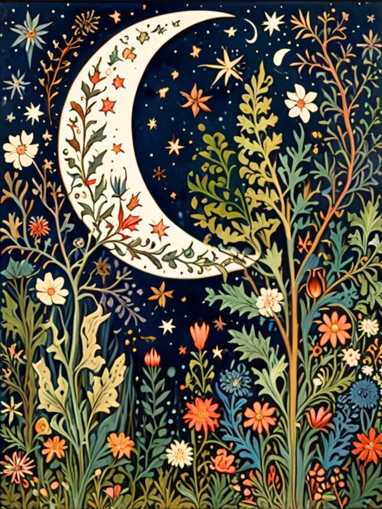 William Morris Moon And Flowers 45
