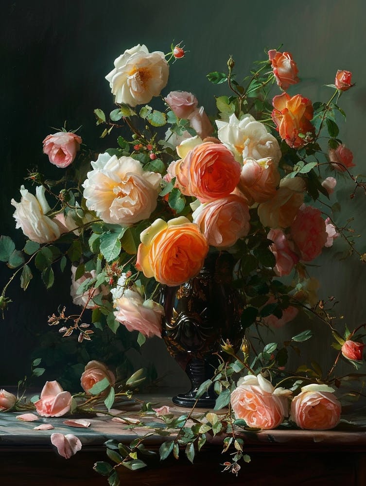 Baroque Floral Still Life Rose 1