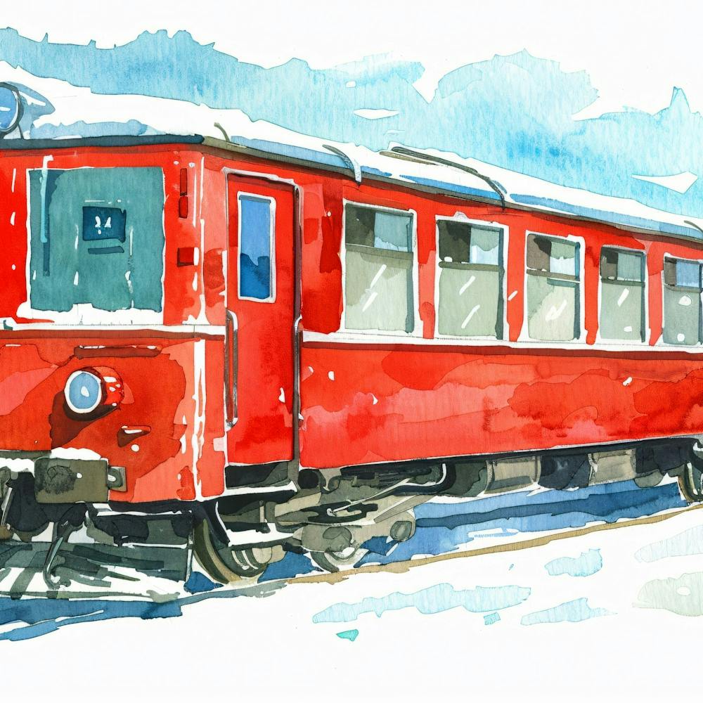 Watercolor Of A Red Train