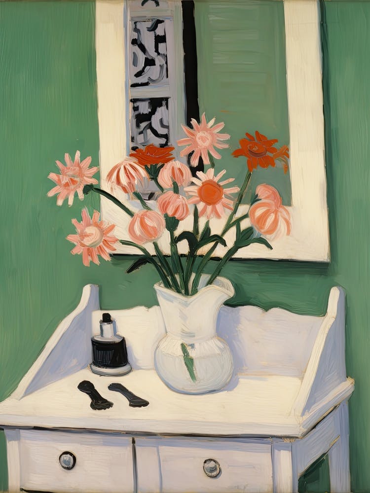 Bathroom Vanity Painting With A Daisy Bouquet 2