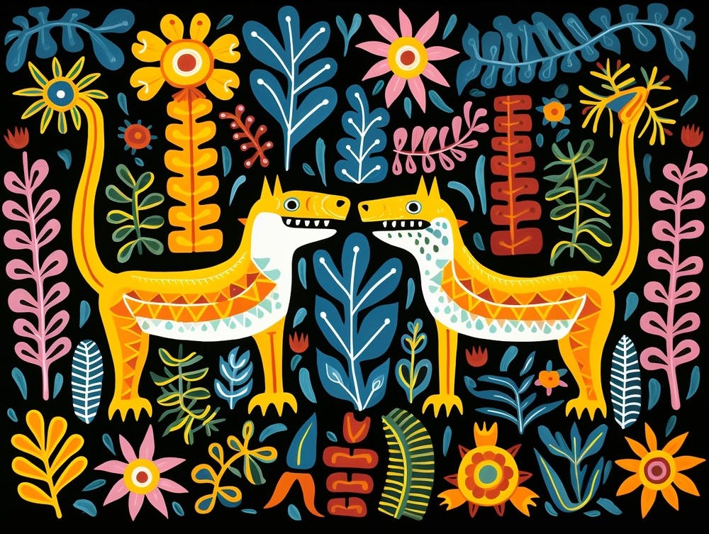 Crocodile 1 Folk Style Animal Illustration