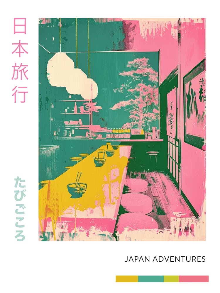 Japanese Restaurant Retro Silkscreen Poster