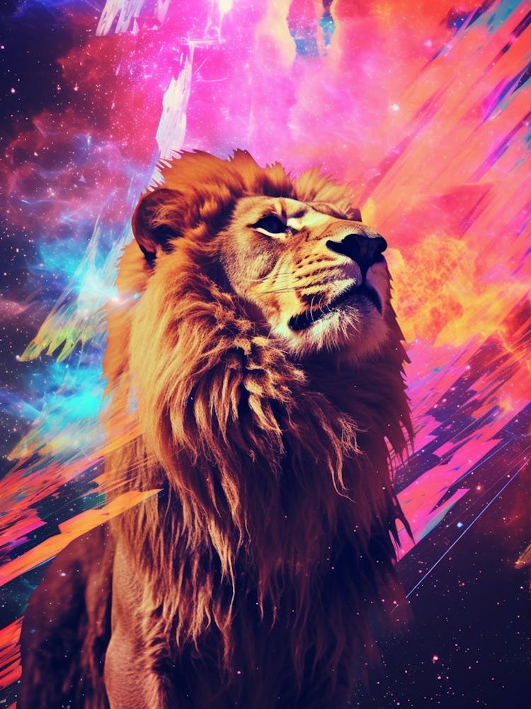 Lion Zodiac Retro Collage 2