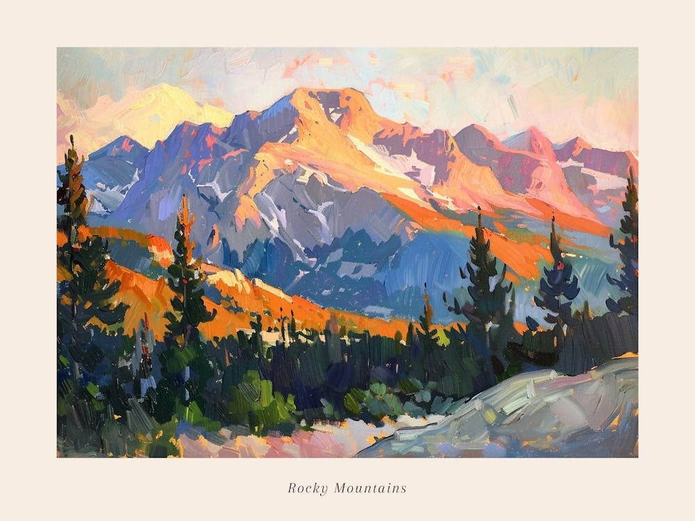 Westliche Sonnenuntergangslandschaften Rocky Mountains 2 Poster
