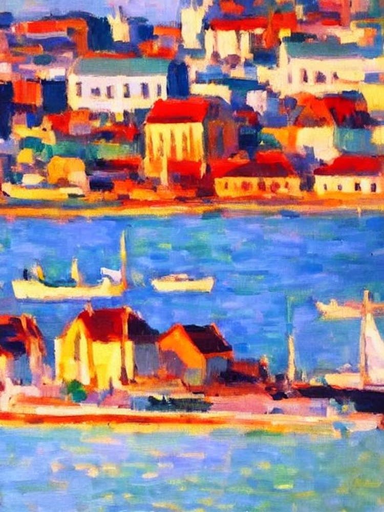 Port Of Helsinki Finland Brushwork Painting harbour