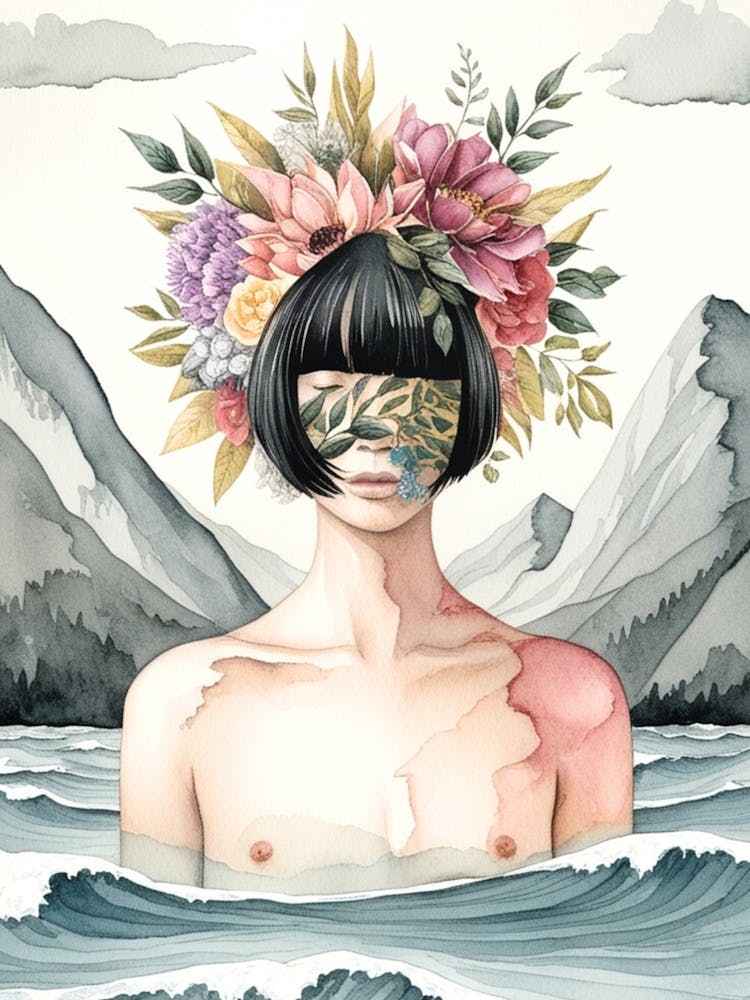 Girl With Flowers On Her Head 1