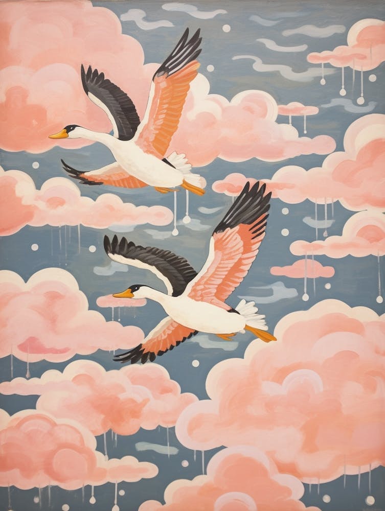 Vintage Japanese Inspired Bird Print Duck 5