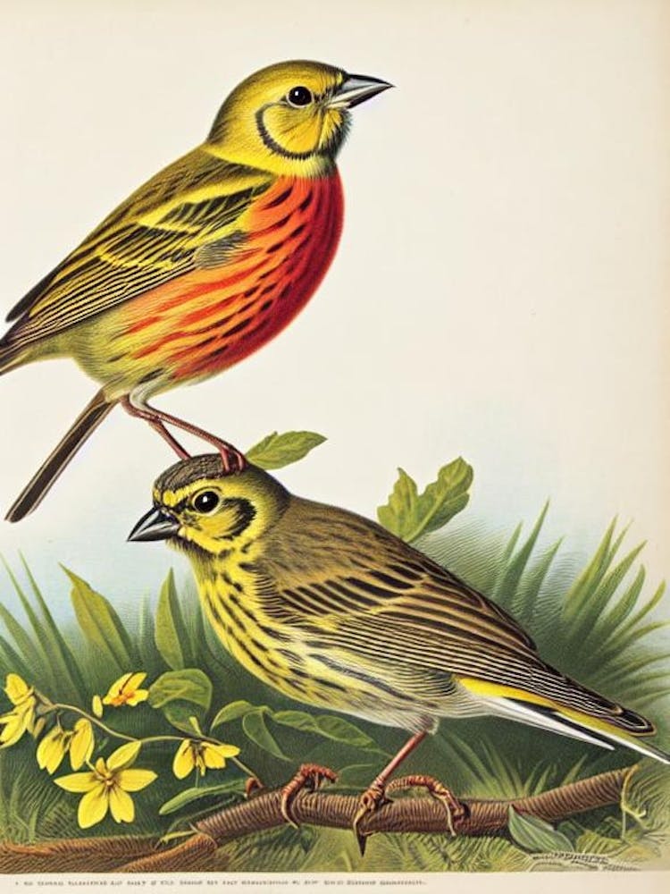 Yellowhammer James Audubon Vintage Style Bird