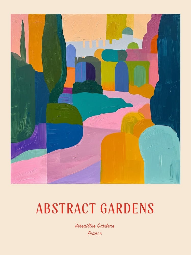 Colourful Gardens Versailles Gardens France 4 Red Poster
