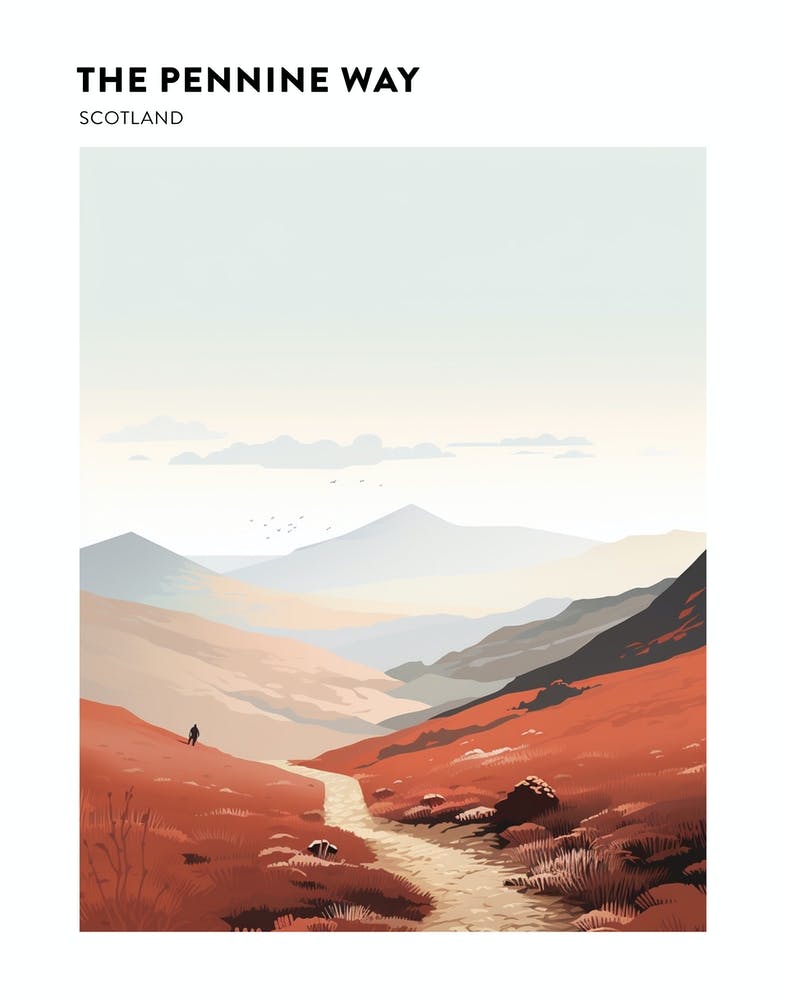 The Pennine Way Scotland 2 Hiking Trail Landscape Poster