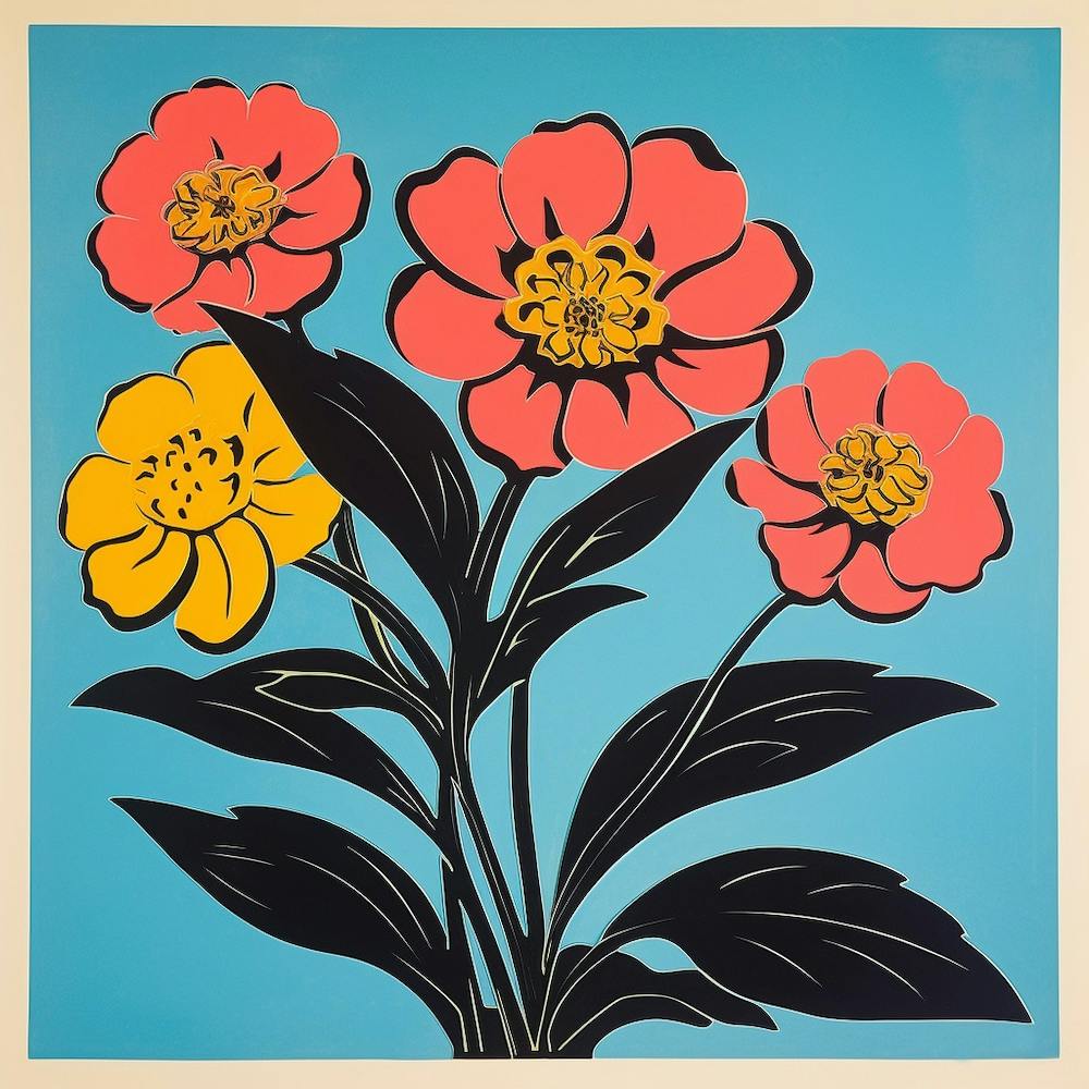 Zinnia 4 Illustration Pop Art Carré