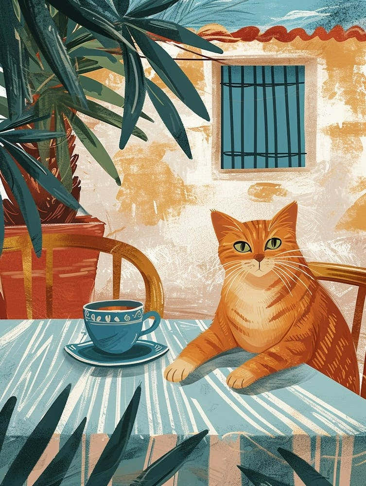 Manx Cat Storybook Illustration 1