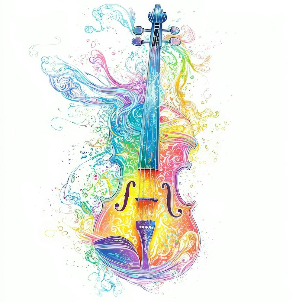 Violin With Watercolor Splashes