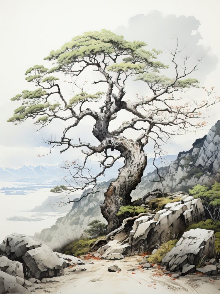 Hachijo Jima In Tokyo, Japanese Brush Painting, Ukiyo E, Minimal 3
