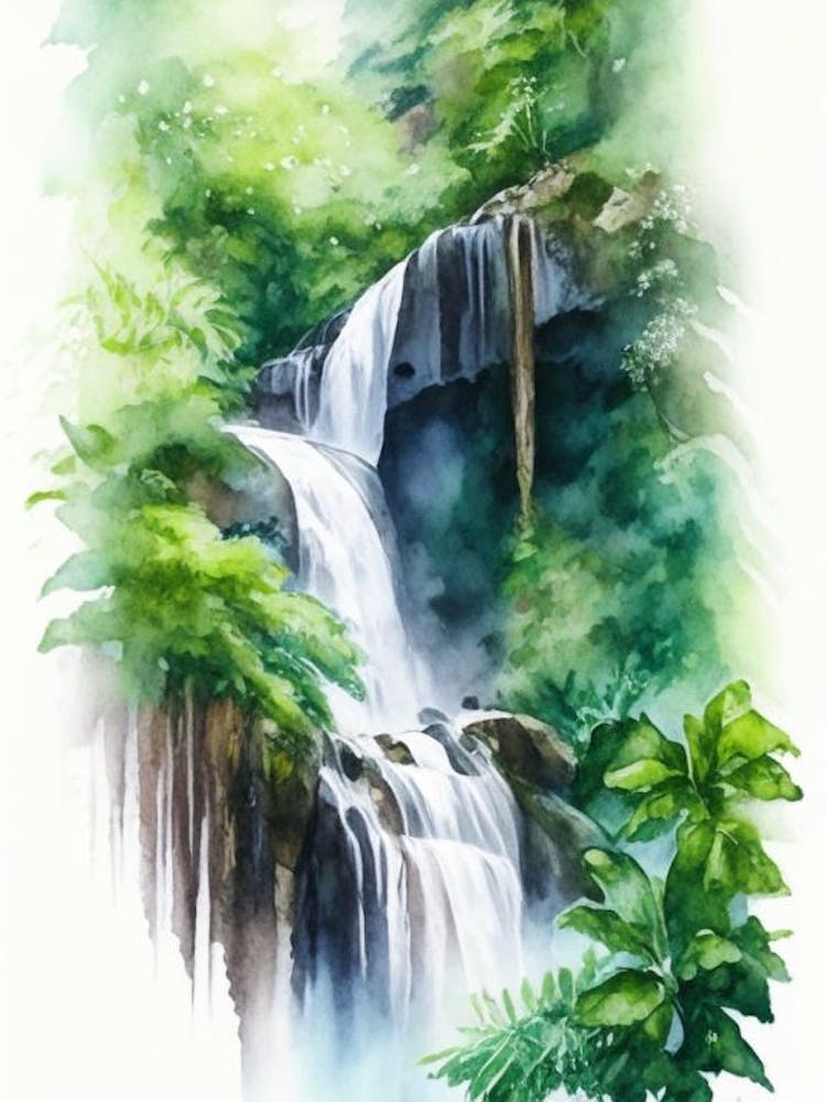 Nauyaca Wasserfälle, Costa Rica Aquarell (2)