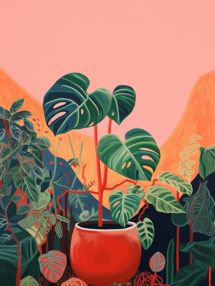 Boho Plant Painting Philodendron Plant 1