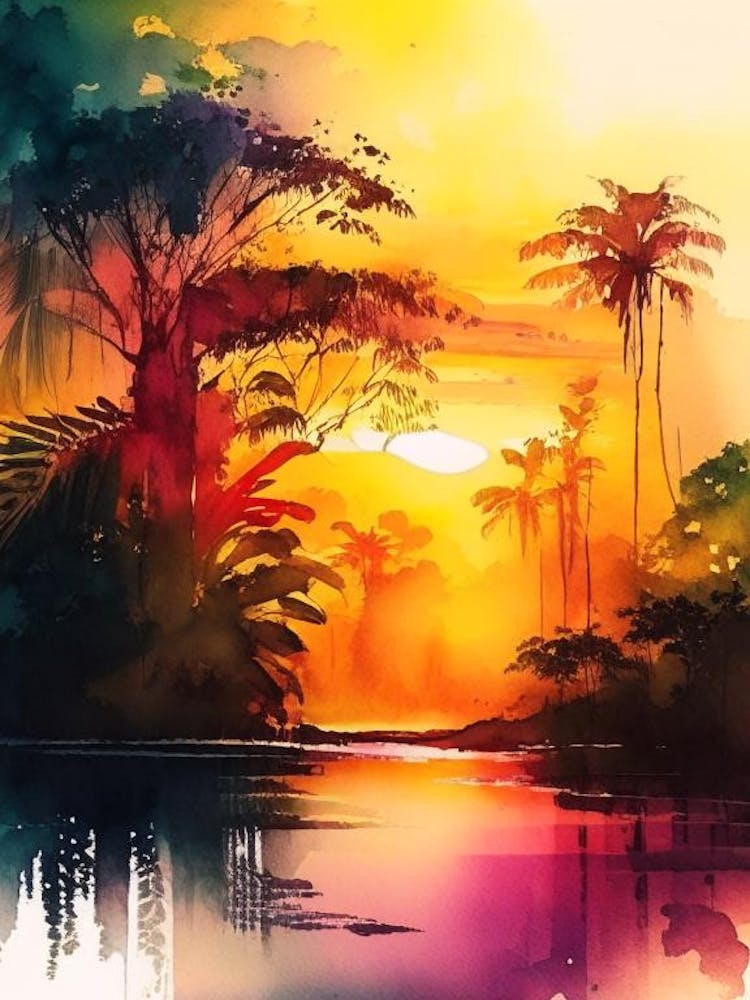 The Amazon Rainforest Watercolour