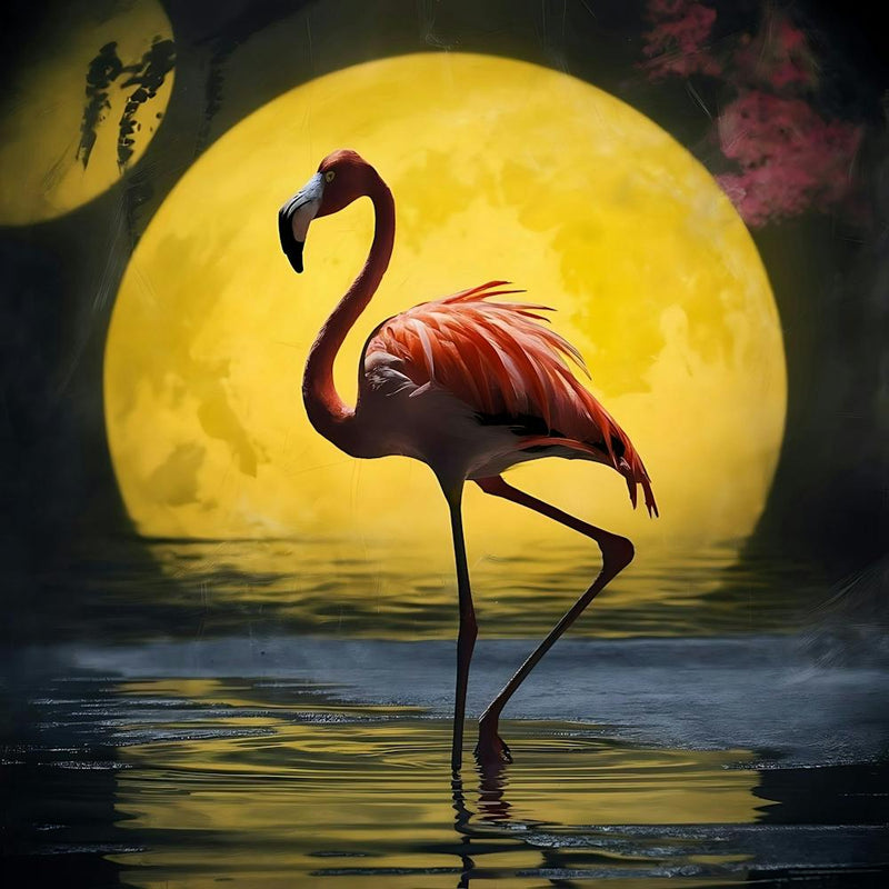 Flamingo In The Moonlight