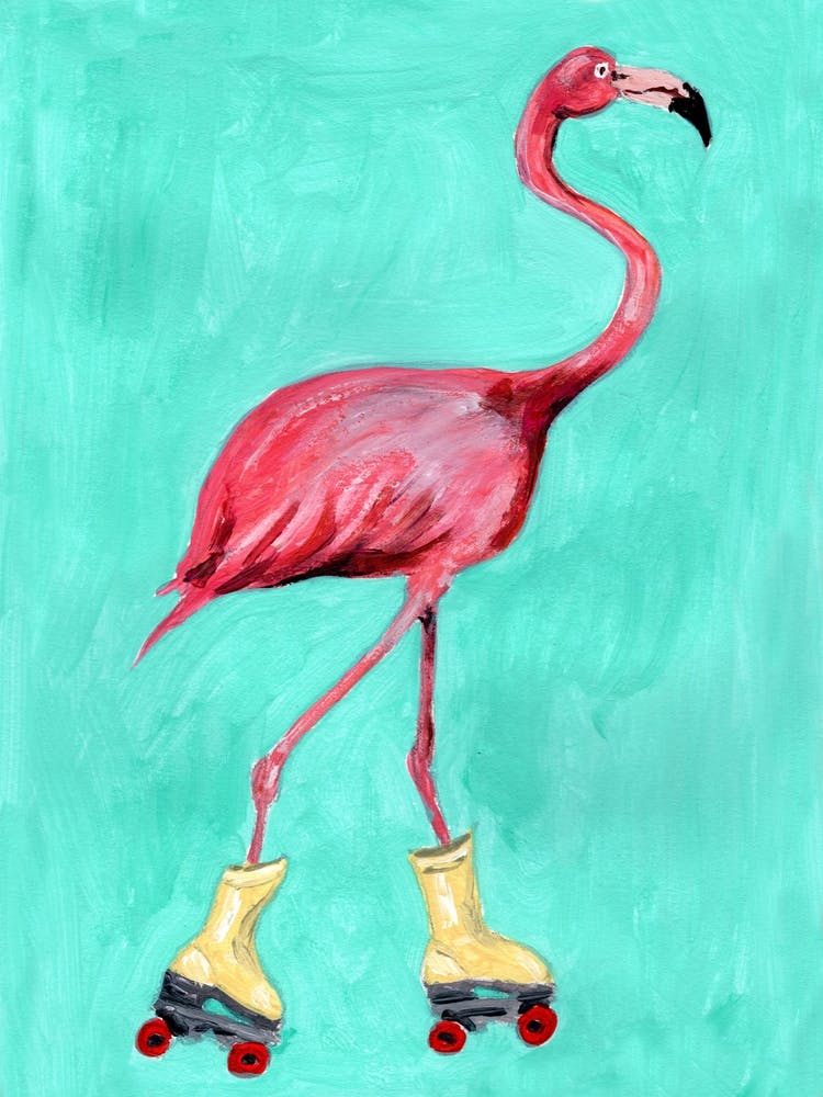 Rollerskating Flamingo