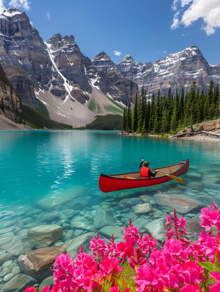 Canoe Lake In Banff National Park