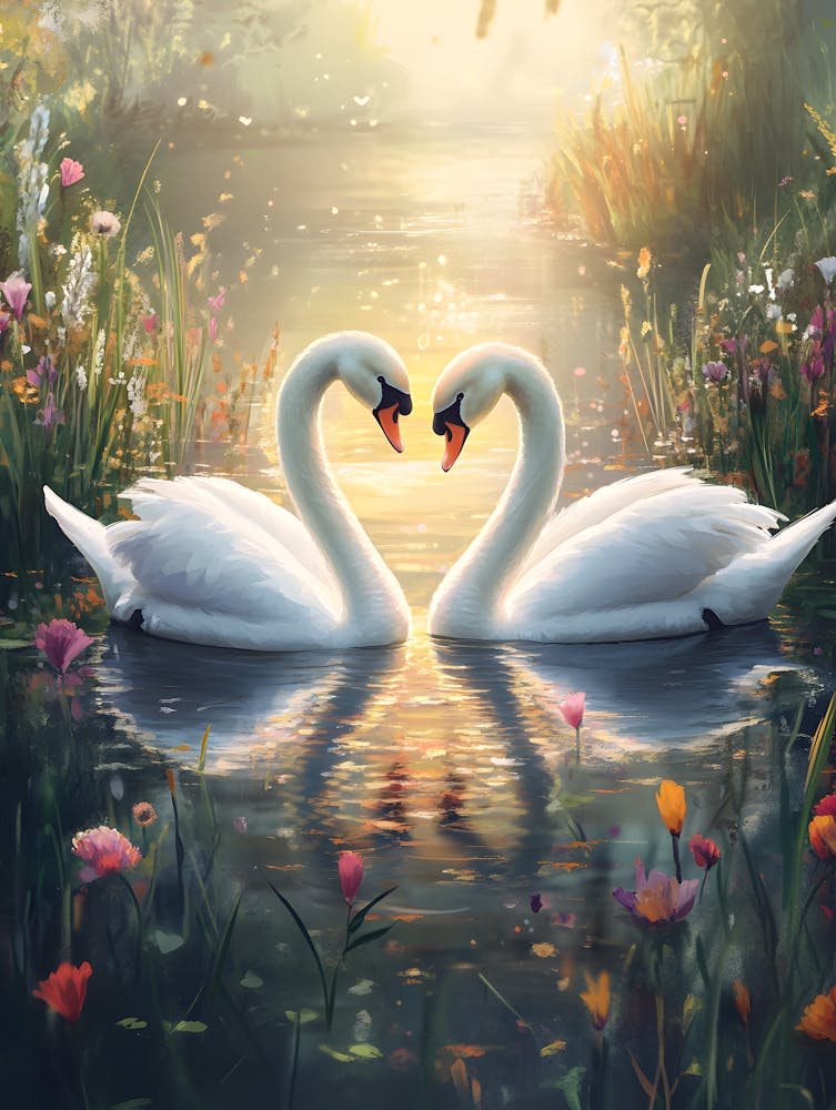 Amazing Swan Couple in the Lake 6
