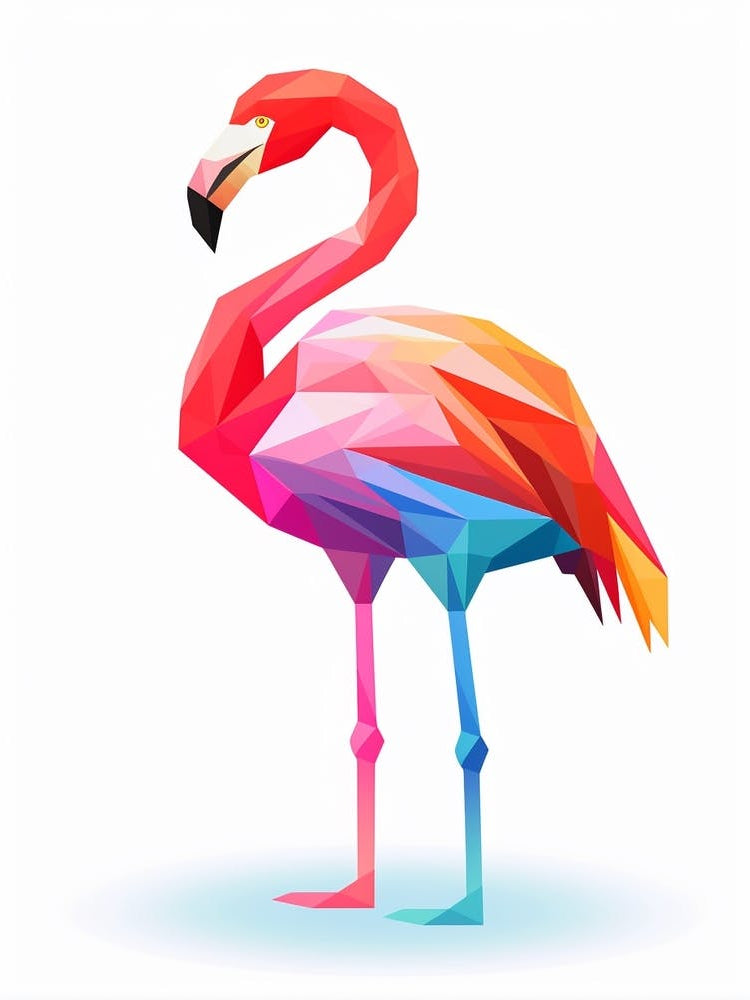 Colourful Geometric Bird Greater Flamingo 2
