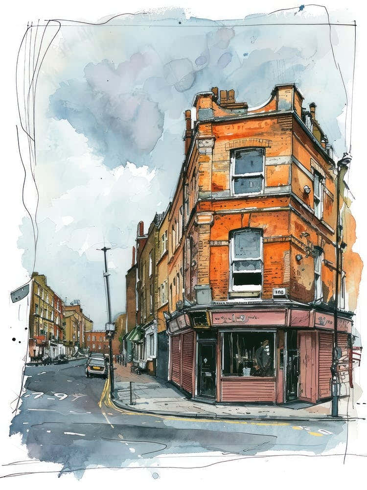 Hackney London Borough   Street Watercolour 9