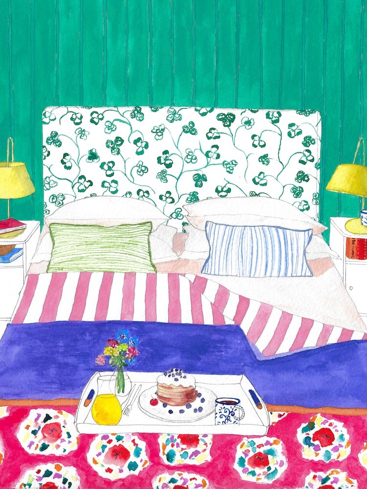 Birthday Breakfast In Bed Colourful