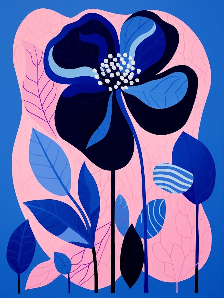 Blue Flower Illustration Flamingo Flower 1