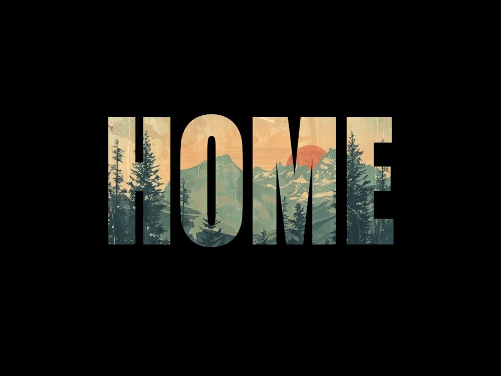 Home Poster Landscape Retro Illustration 8