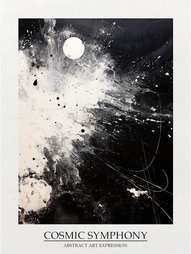 Cosmic Symphony Abstract Black And White 1 Poster