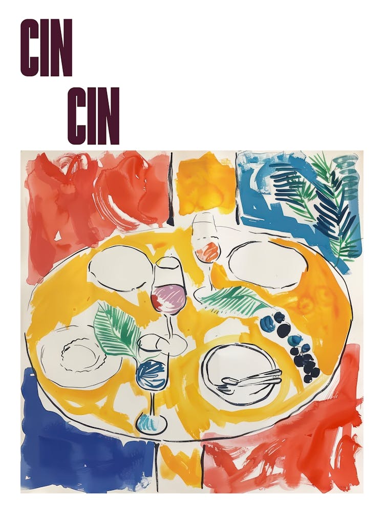 Cin Cin Poster Wine Lunch Matisse Style 10