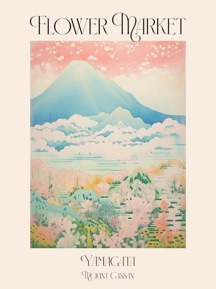 Flower Market Mount Gassan In Yamagata, Japanese Landscape 4 Poster