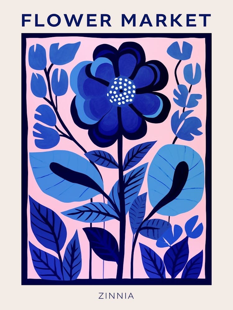Blue Flower Market Poster Zinnia 2