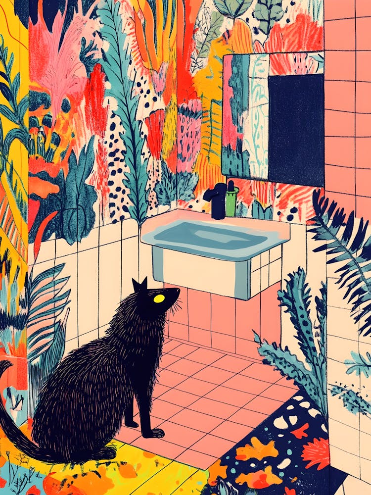 Cat In Bathroom